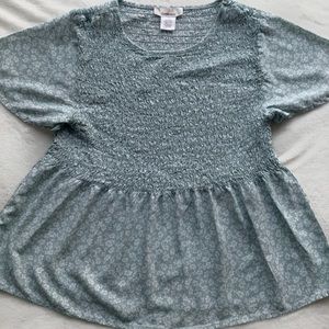 Light Blue Floral Blouse